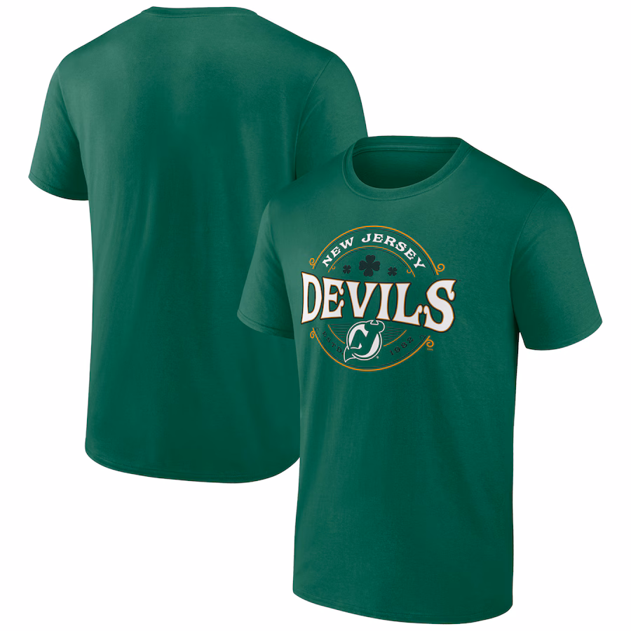 Men's New Jersey Devils Kelly Green St. Patrick's Day Lucky T-Shirt