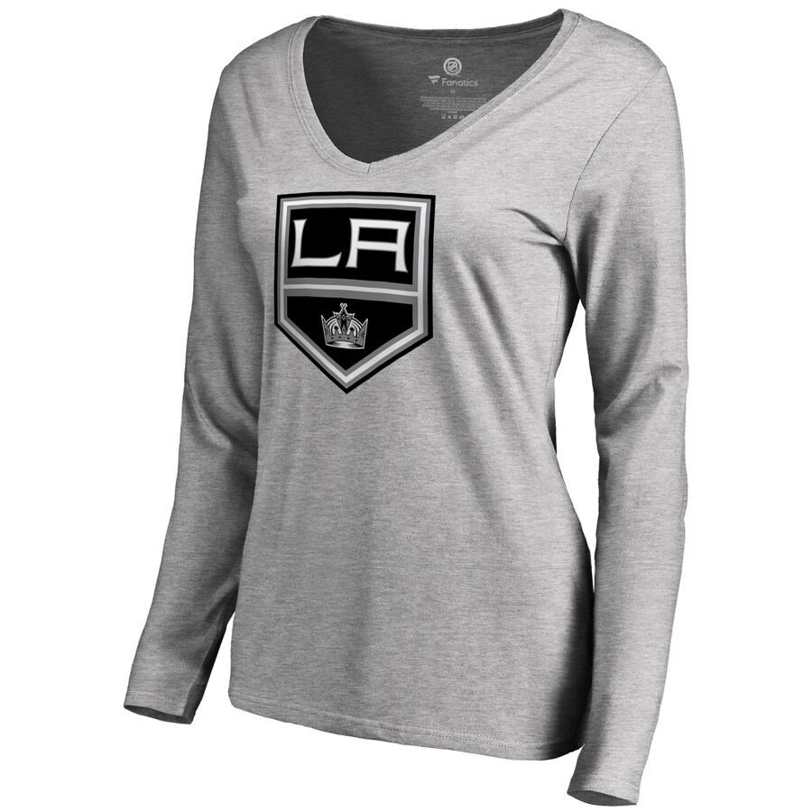 Women's Los Angeles Kings Heather Gray Team Alternate Long Sleeve V-Neck T-Shirt