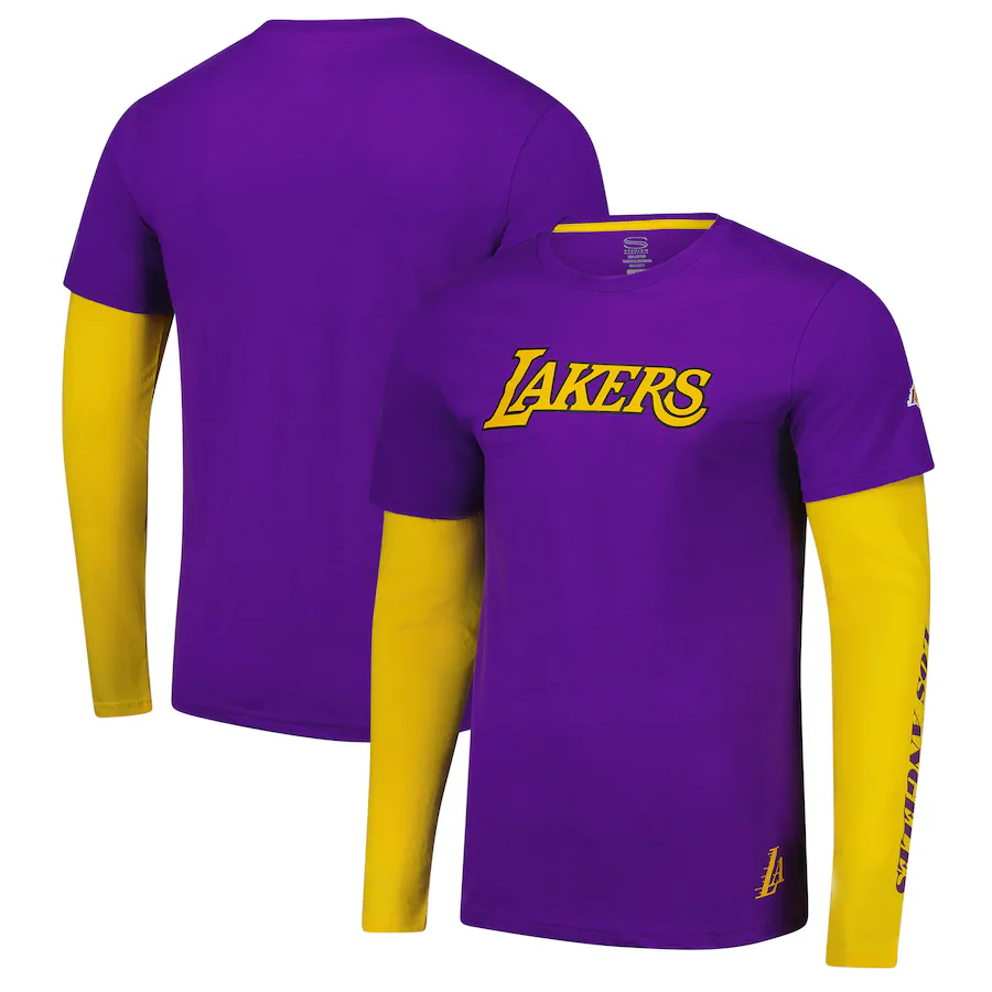 Unisex Los Angeles Lakers Stadium Essentials Purple Spectator 2fer Long Sleeve  T-Shirt
