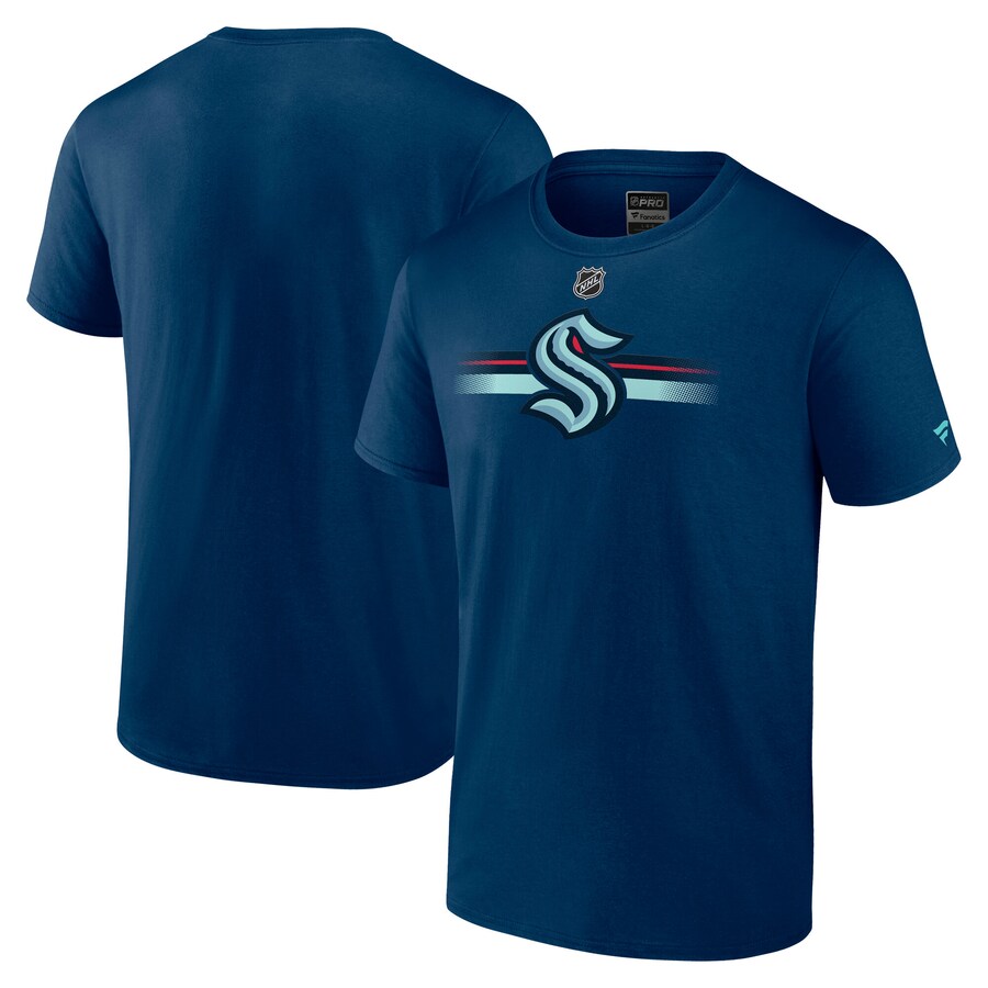 Men's Seattle Kraken Fanatics Deep Sea Blue Authentic Pro Secondary T-Shirt