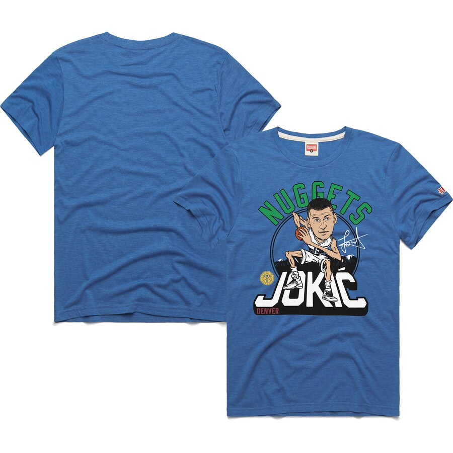 Unisex Denver Nuggets Nikola Jokic Homage Blue 2024/25 City Edition Caricature Tri-Blend T-Shirt