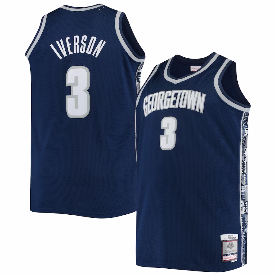Allen Iverson Georgetown Hoyas Mitchell & Ness Big & Tall 1995/96 Replica Player Jersey - Navy