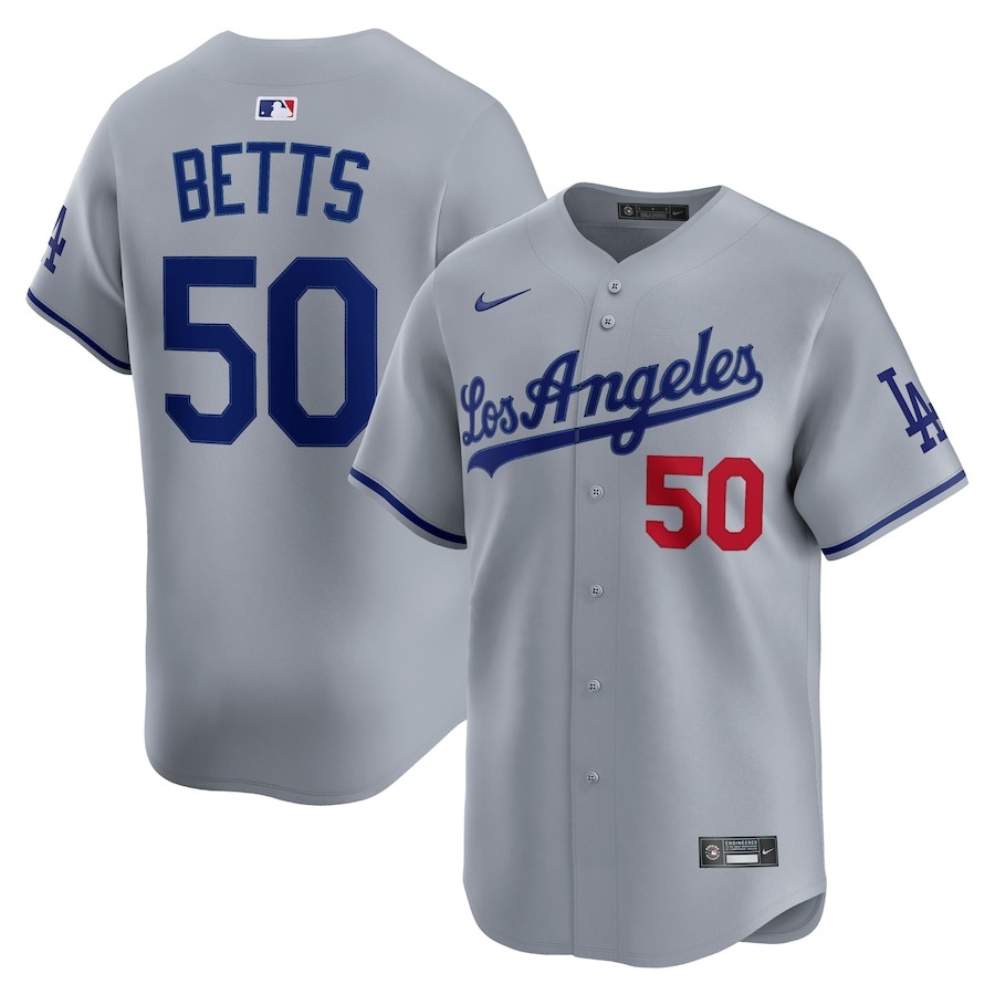 Men's Los Angeles Dodgers Mookie Betts Nike Gray Road Elite Player Jersey