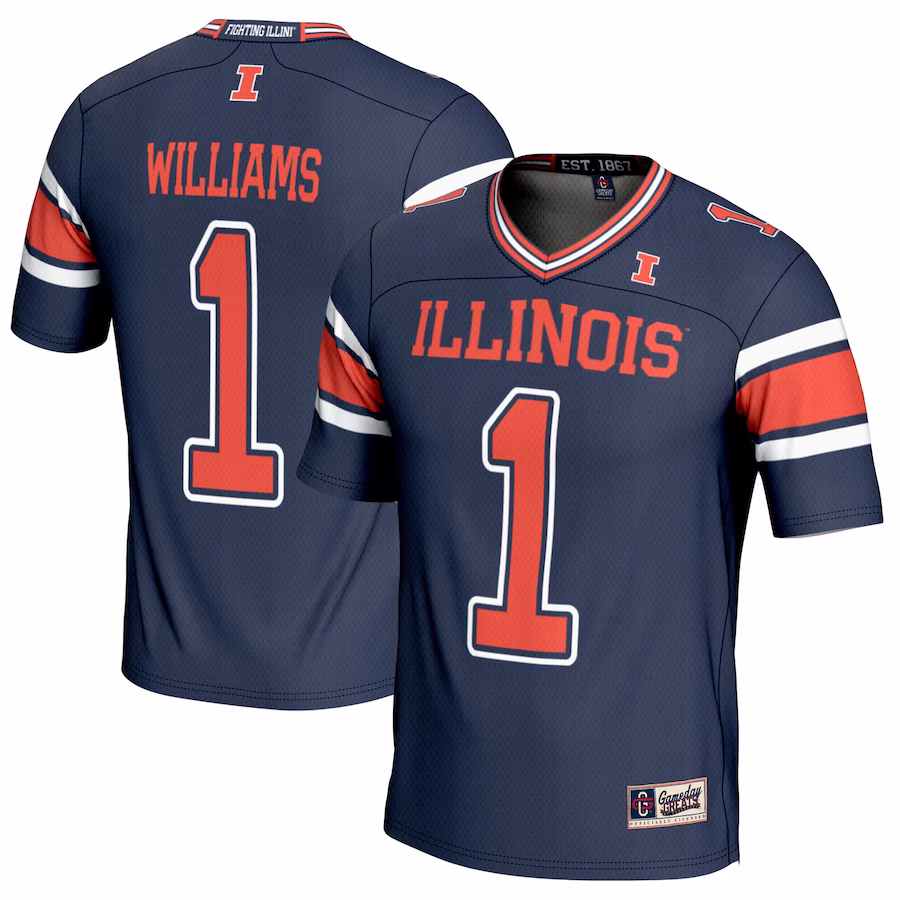 Isaiah Williams Illinois Fighting Illini GameDay Greats NIL Player Football Jersey - Navy