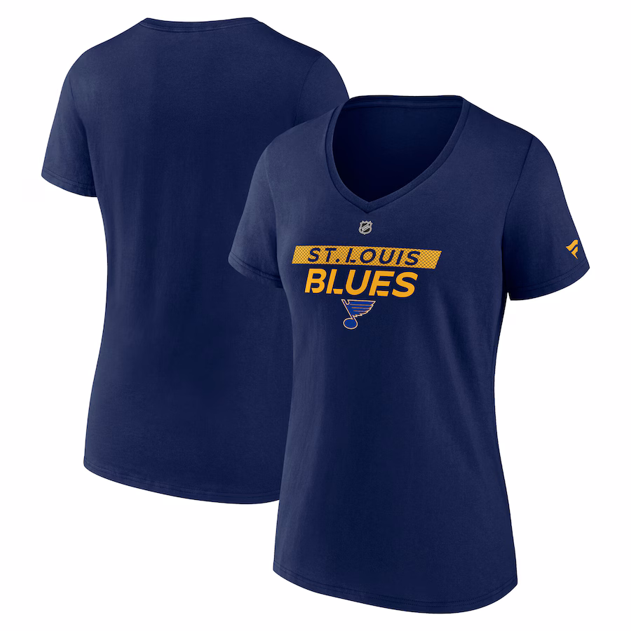 Women's St. Louis Blues Fanatics Navy Authentic Pro Core Primary V-Neck T-Shirt