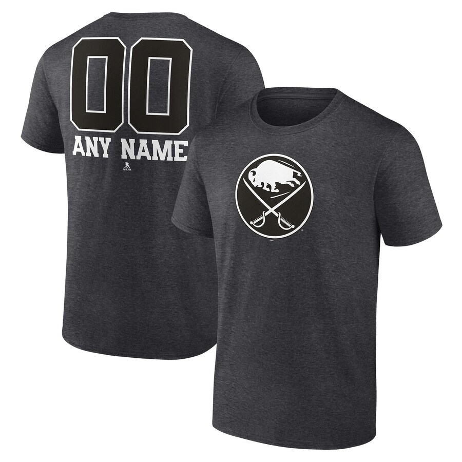 Men's Buffalo Sabres Charcoal Monochrome Personalized Name & Number T-Shirt