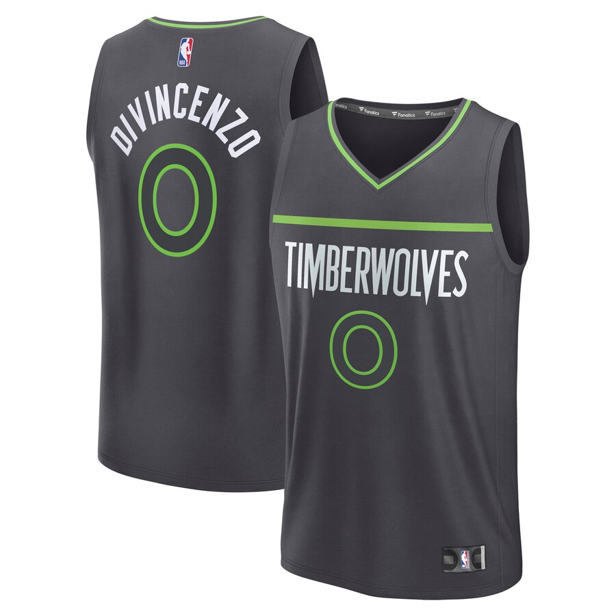 Men's Minnesota Timberwolves Donte DiVincenzo Fanatics Charcoal Fast Break Replica Player Jersey - Statement Edition