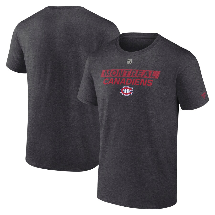 Men's Montreal Canadiens Fanatics Heather Charcoal Authentic Pro Core Primary T-Shirt