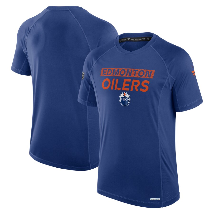 Men's Edmonton Oilers Fanatics Blue Authentic Pro Rink Tech T-Shirt