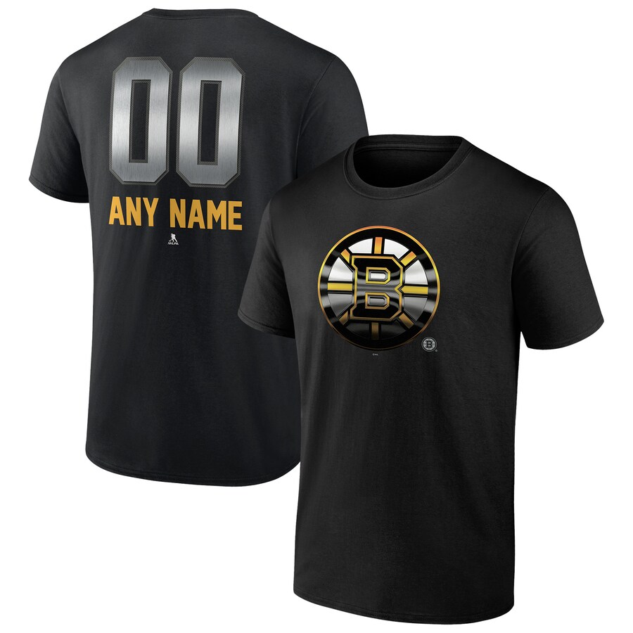 Men's Boston Bruins Black Personalized Midnight Mascot Logo T-Shirt