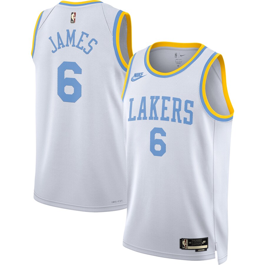 Men's Los Angeles Lakers LeBron James Nike White Swingman Jersey - Classic Edition