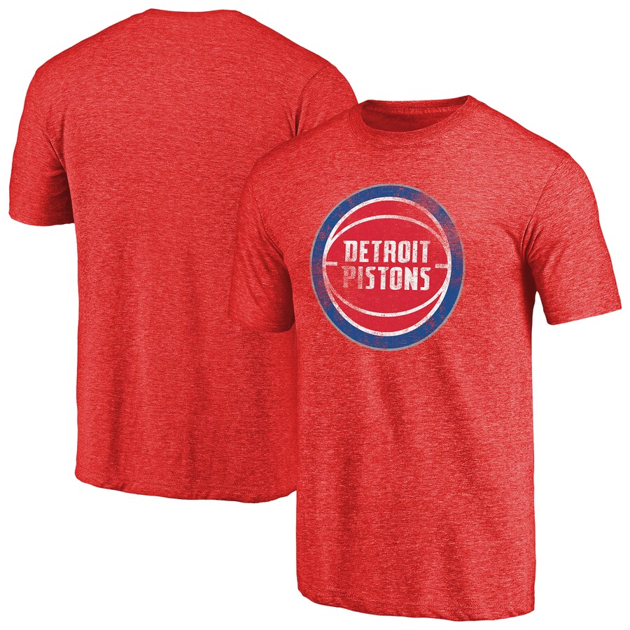 Men's Detroit Pistons Red Distressed Logo Tri-Blend T-Shirt