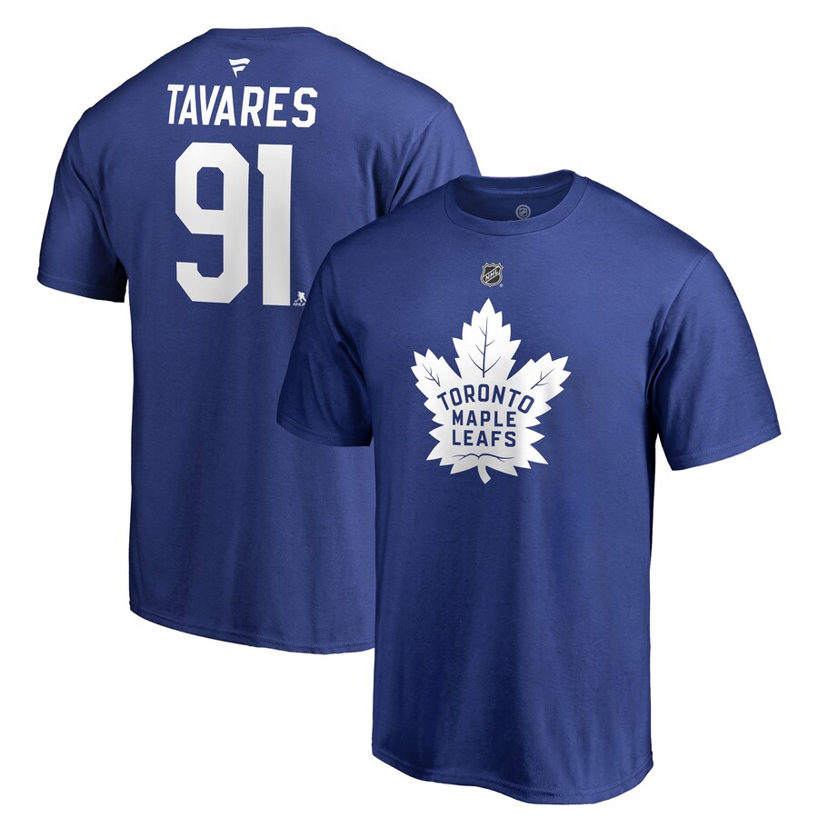 Men's Toronto Maple Leafs John Tavares Fanatics Royal Authentic Stack Name & Number T-Shirt