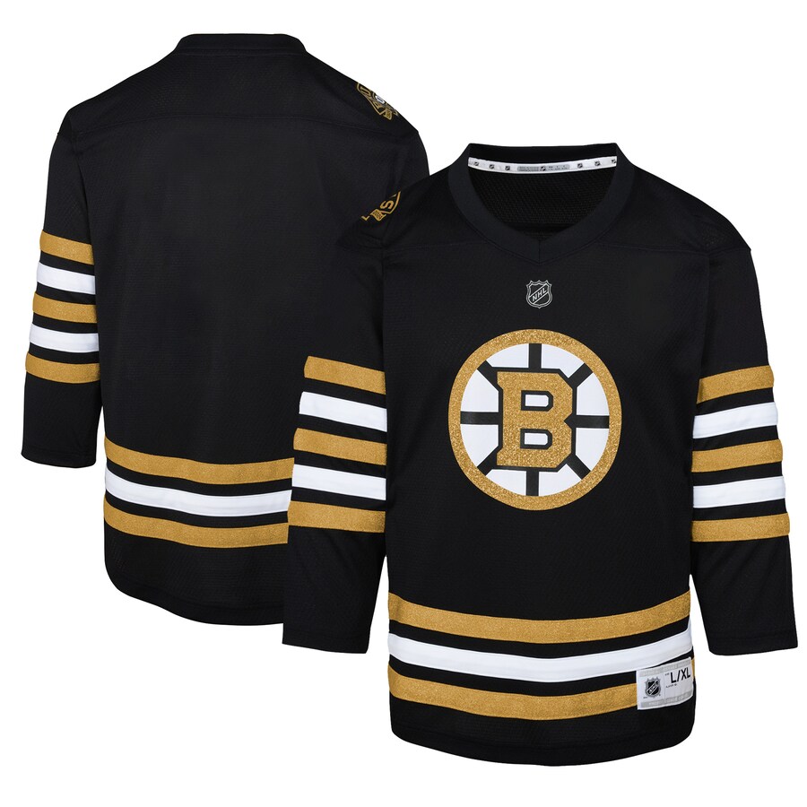 Youth Boston Bruins Black 100th Anniversary Replica Jersey