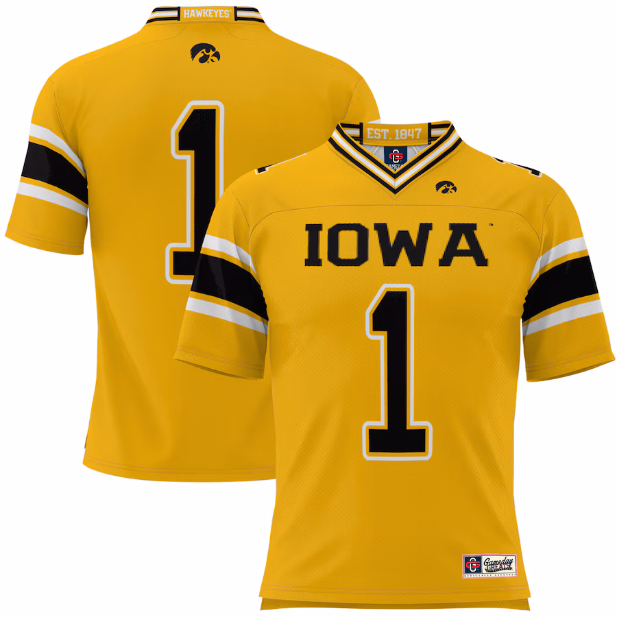 #1 Iowa Hawkeyes GameDay Greats Youth Football Jersey - Gold