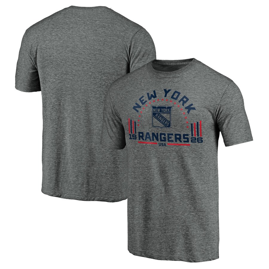 Men's New York Rangers Heathered Gray Team Freedom Tri-Blend T-Shirt