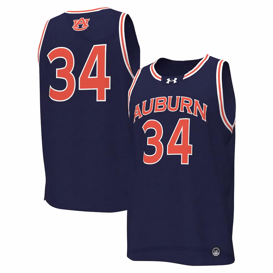 #34 Auburn Tigers Under Armour Replica Basketball Jersey - Navy