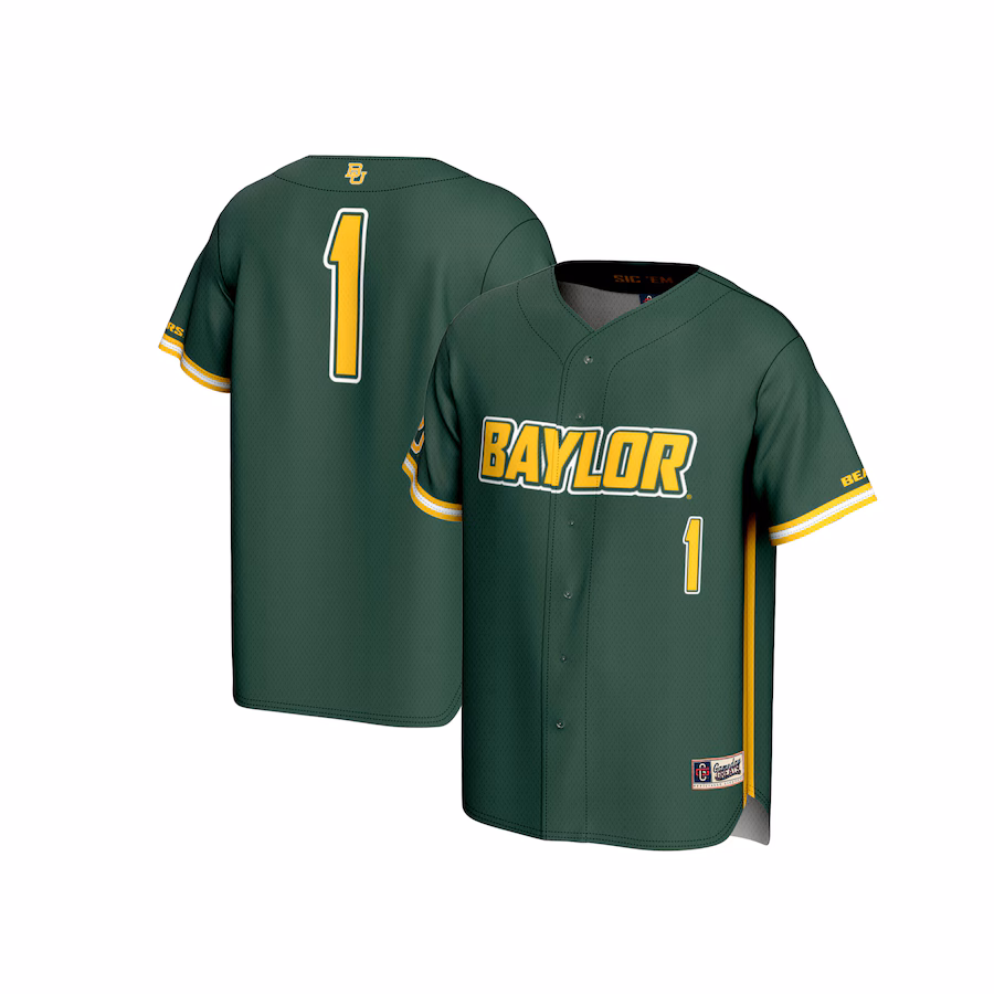 Unisex GameDay Greats  Green #1 Baylor Bears Lightweight Baseball Fashion Jersey