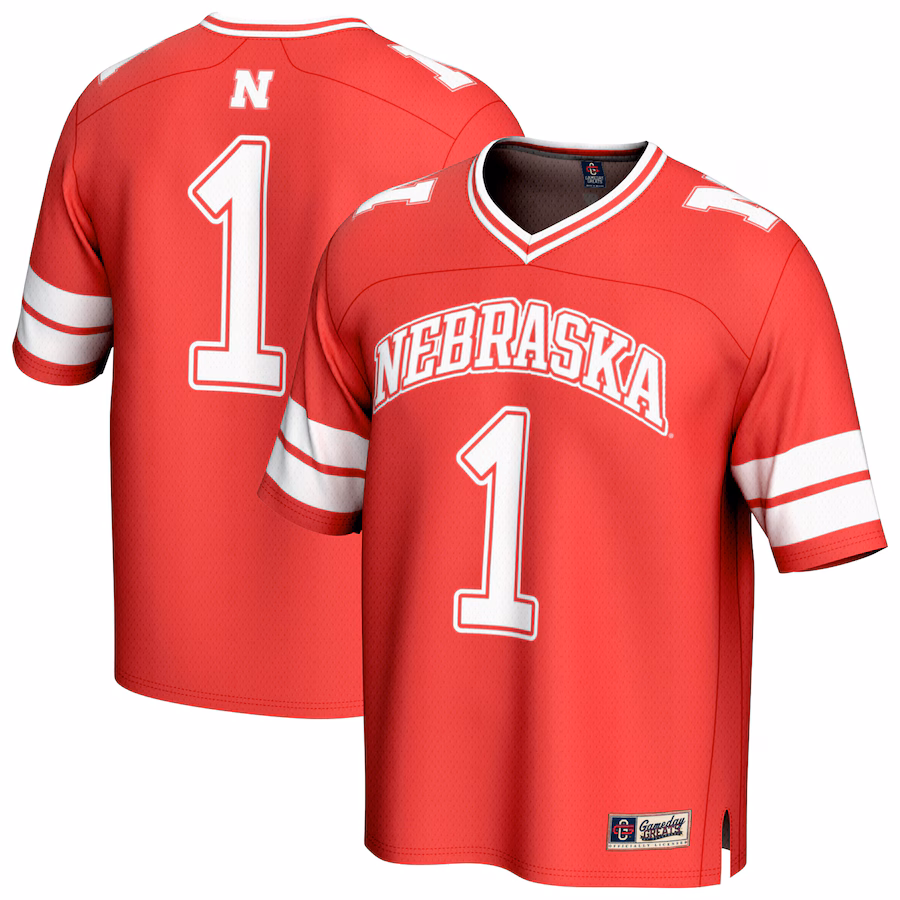 Youth GameDay Greats #1 Scarlet Nebraska Huskers Lightweight Collegiate Football Fashion Jersey