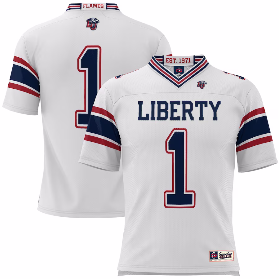 #1 Liberty Flames GameDay Greats Youth Football Jersey - White