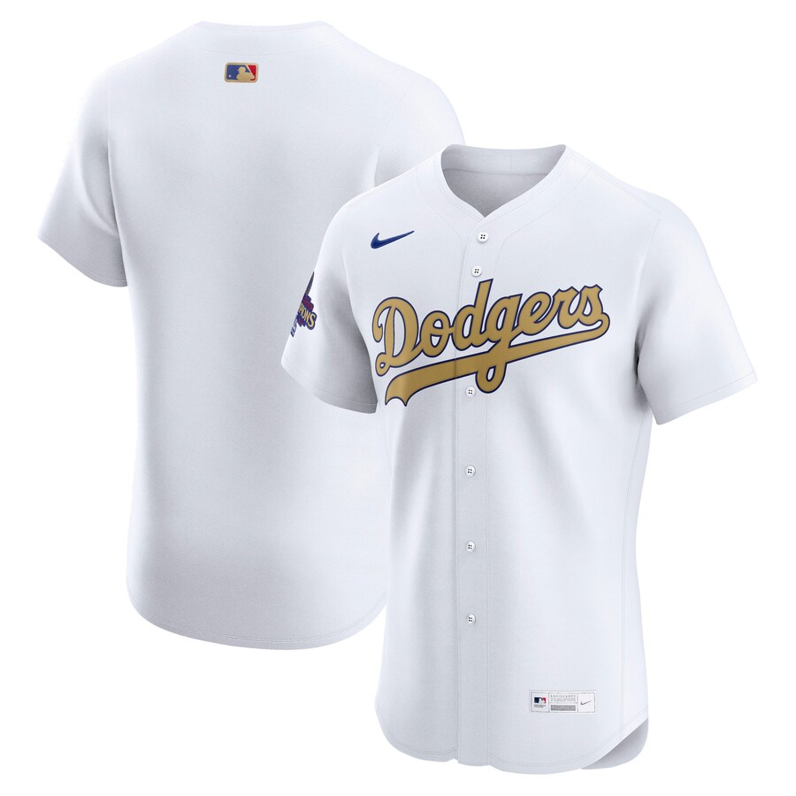 Men's Los Angeles Dodgers Nike White 2025 Gold Collection Elite Jersey