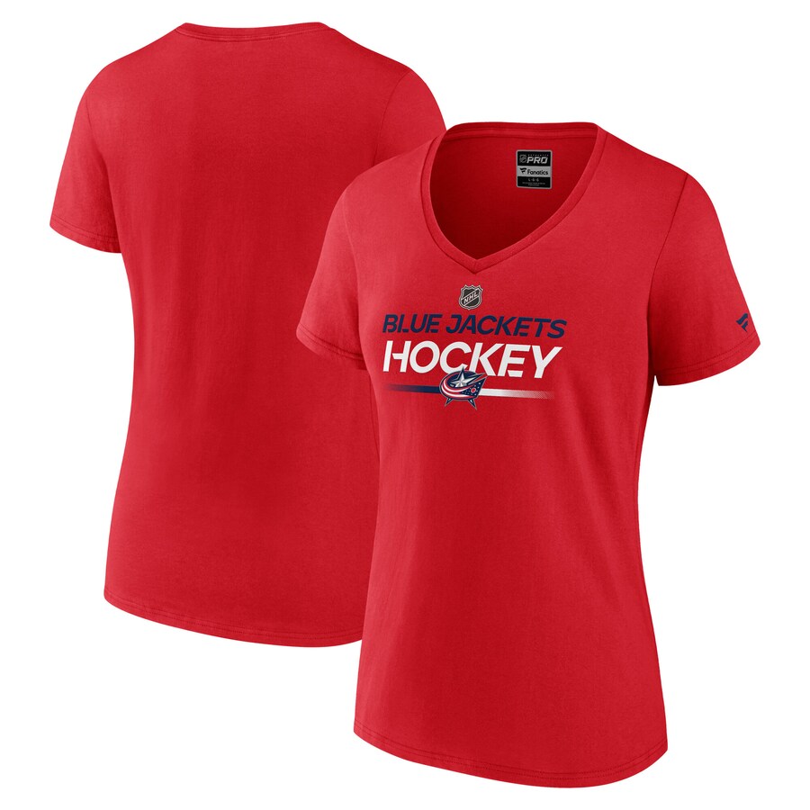 Women's Columbus Blue Jackets Fanatics Red Authentic Pro Primary V-Neck T-Shirt