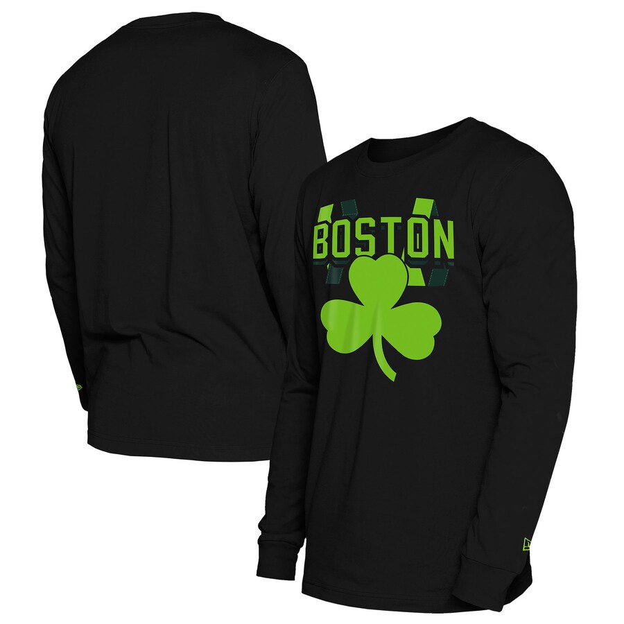 Men's Boston Celtics  New Era Black 2024/25 City Edition Long Sleeve T-Shirt