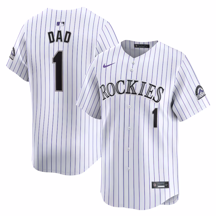 Men's Colorado Rockies Nike White #1 Dad Home Limited Jersey