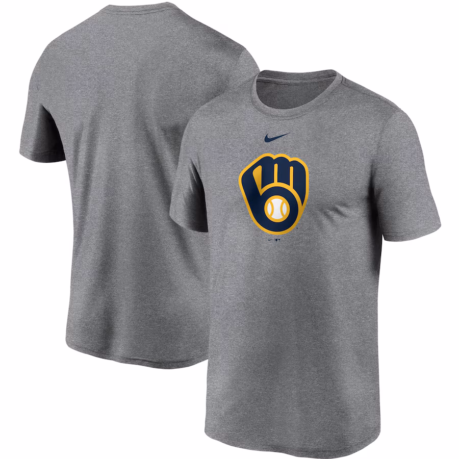 Men's Milwaukee Brewers Nike Gray Large Logo Legend Performance T-Shirt