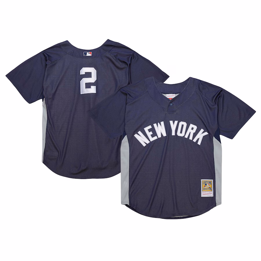 Men's New York Yankees Derek Jeter Mitchell & Ness Navy Cooperstown Collection Batting Practice Jersey