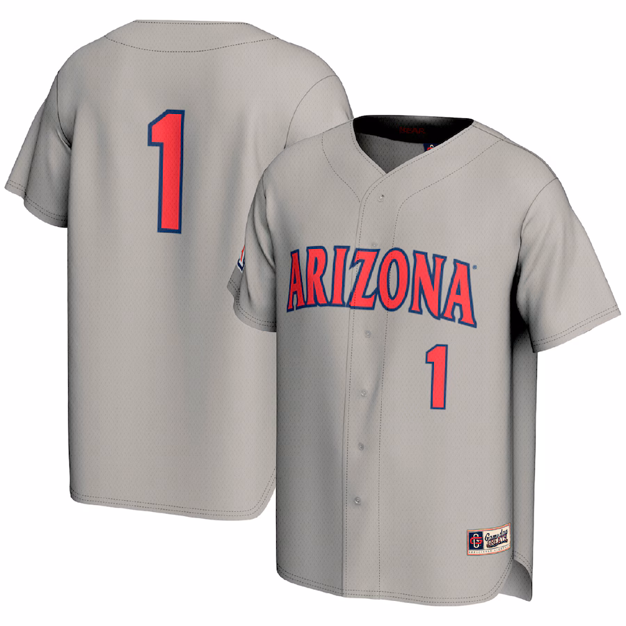 #1 Arizona Wildcats GameDay Greats Youth Lightweight Baseball Fashion Jersey - Gray