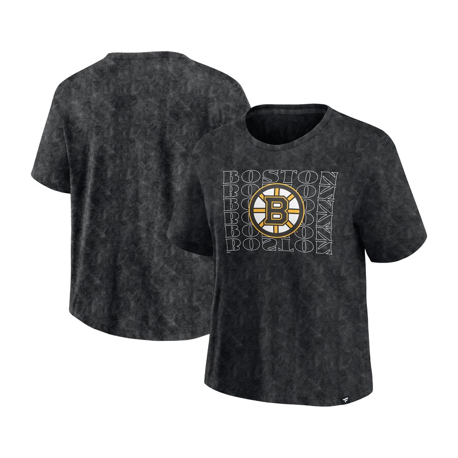 Women's Boston Bruins Fanatics Black Faded Wash T-Shirt