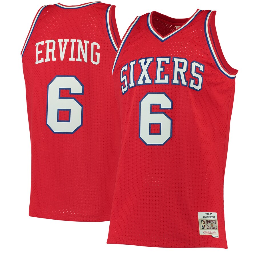 Men's Philadelphia 76ers Julius Erving Mitchell & Ness Red Hardwood Classics Swingman Jersey