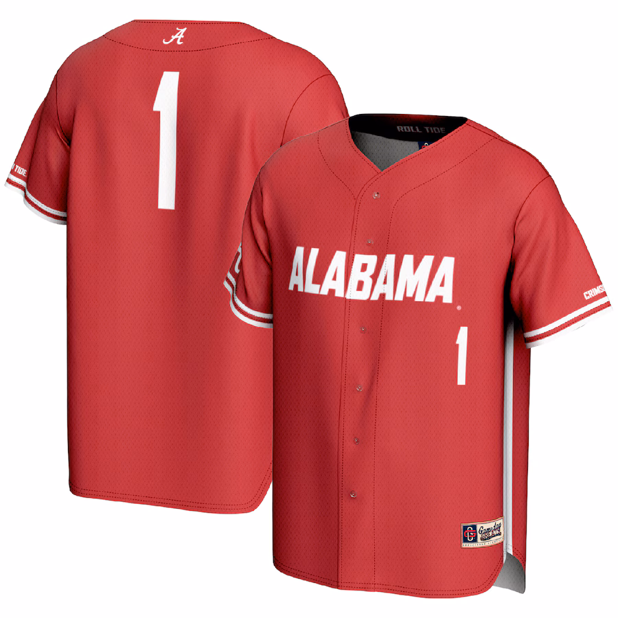 #1 Alabama Crimson Tide GameDay Greats Youth Lightweight Baseball Fashion Jersey - Crimson
