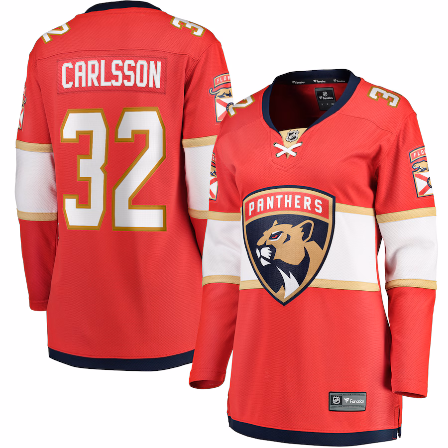 Women's Florida Panthers Lucas Carlsson Fanatics Red Home Breakaway Player Jersey