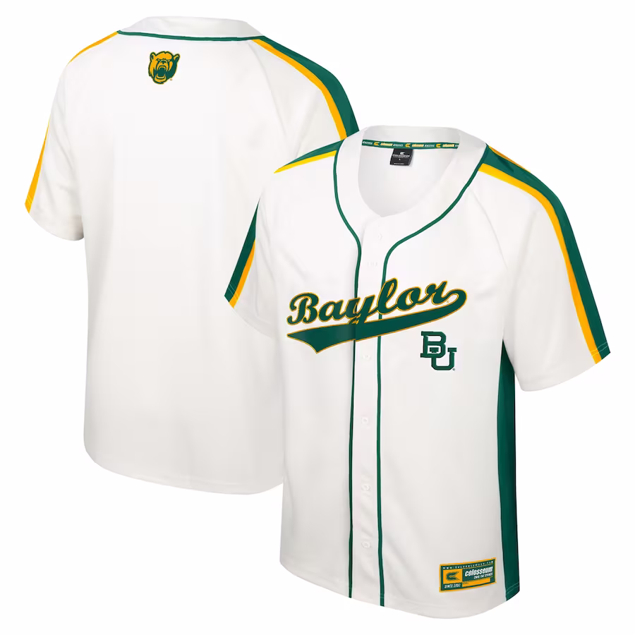Baylor Bears Colosseum Ruth Button-Up Baseball Jersey - Cream