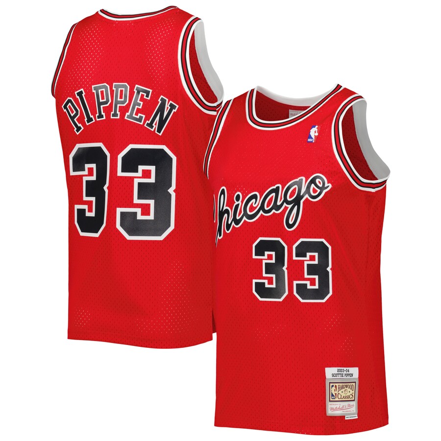 Men's Chicago Bulls Scottie Pippen Mitchell & Ness Red Hardwood Classics 2003-04 Swingman Jersey