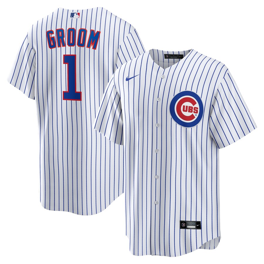 Men's Chicago Cubs Nike White #1 Groom Home Replica Jersey