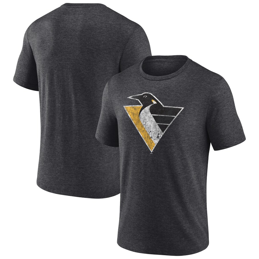 Men's Pittsburgh Penguins Charcoal Wraparound Tri-Blend T-Shirt