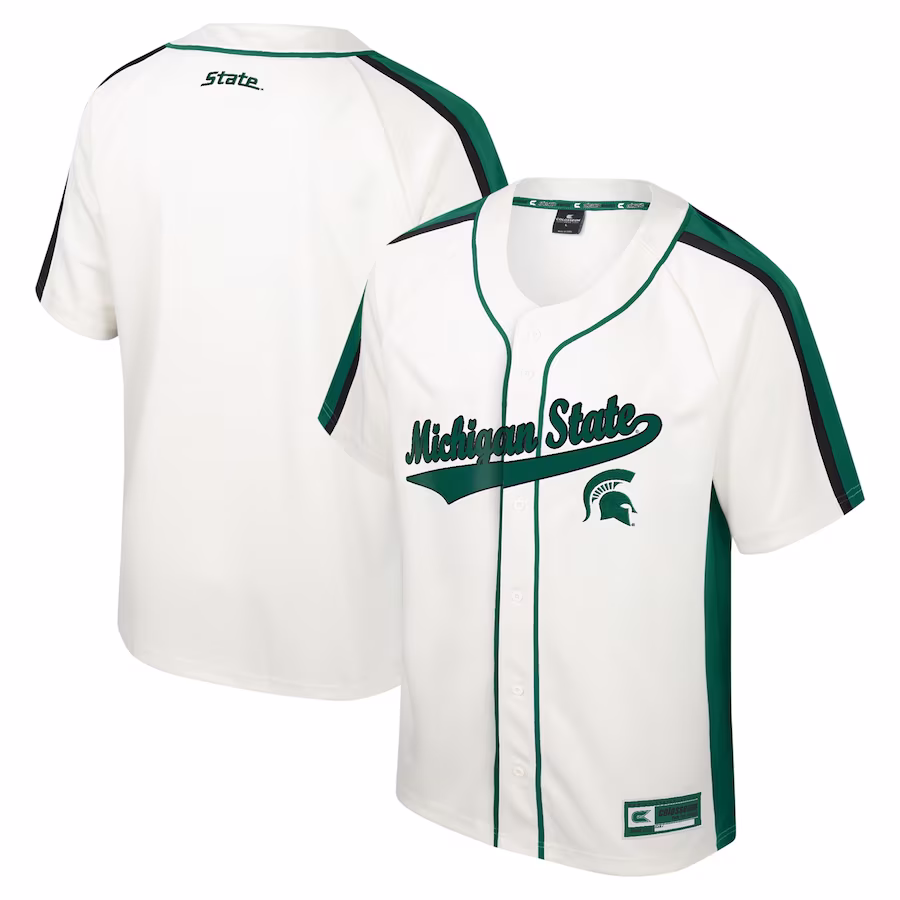 Michigan State Spartans Colosseum Ruth Button-Up Baseball Jersey - Cream