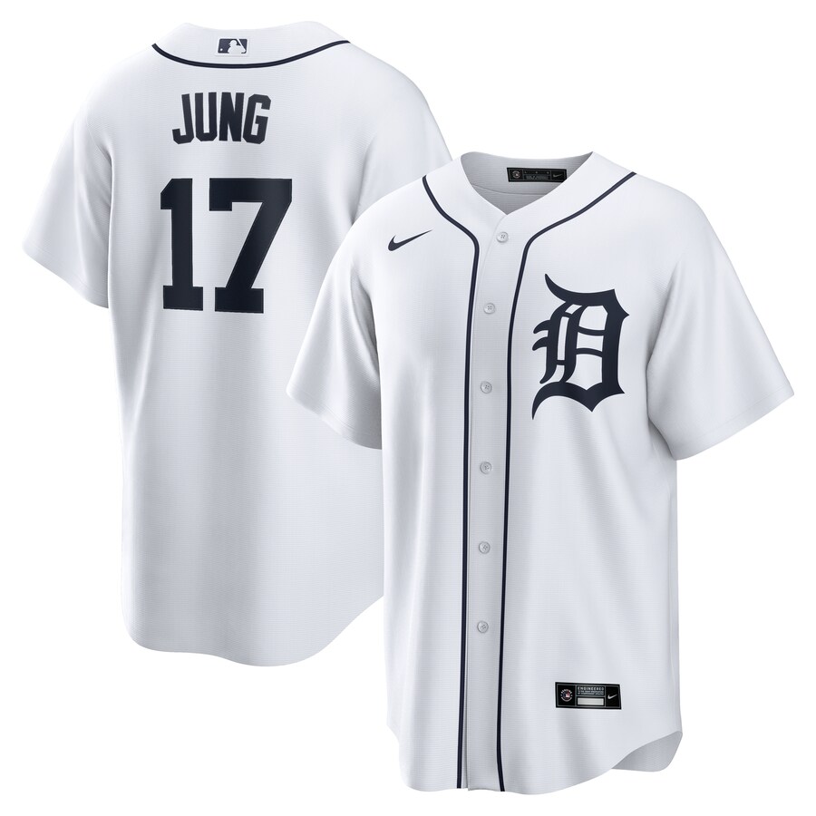 Men's Detroit Tigers Jace Jung Nike White Home Replica Jersey