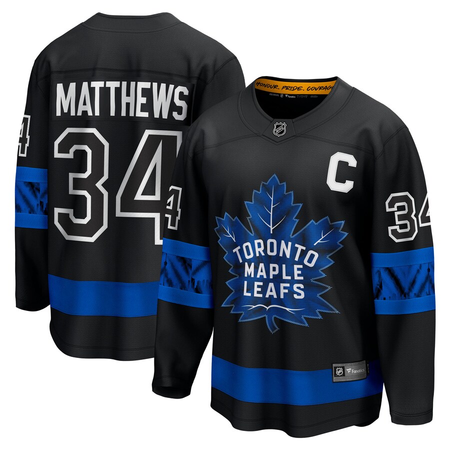 Men's Toronto Maple Leafs Auston Matthews Fanatics Black C Premier Breakaway Player Jersey
