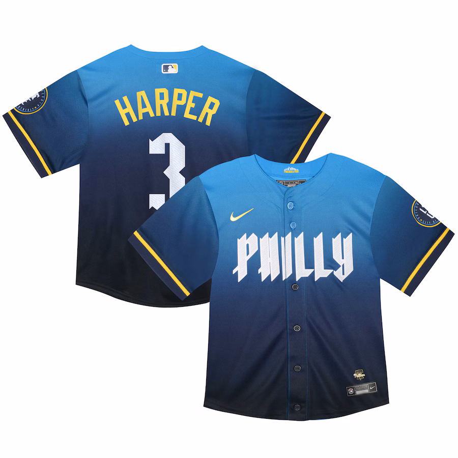 Toddler Philadelphia Phillies Bryce Harper Nike Blue 2024 City Connect Limited Player Jersey