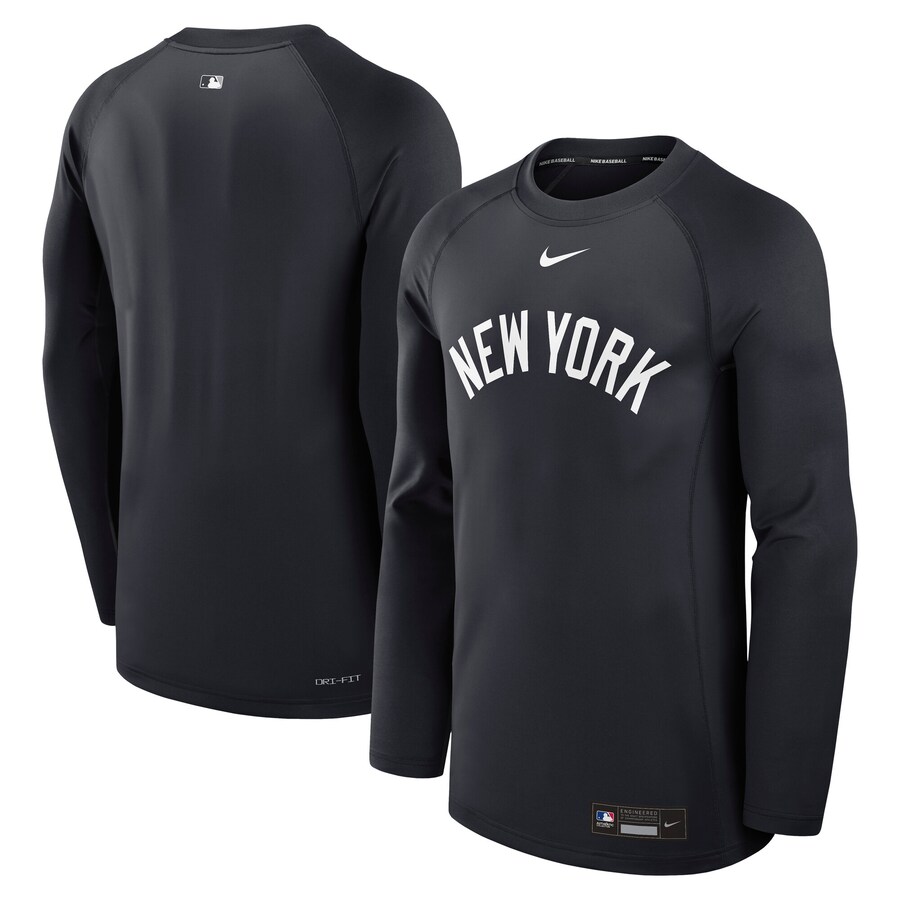 Men's New York Yankees Nike Navy Authentic Collection Game Time Raglan Performance Long Sleeve T-Shirt