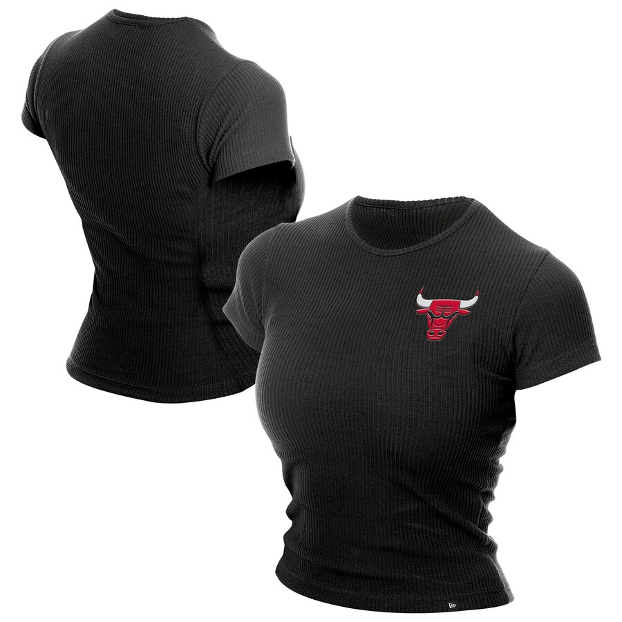 Women's Chicago Bulls  New Era Black Leisure Collection Baby Doll Cropped T-Shirt