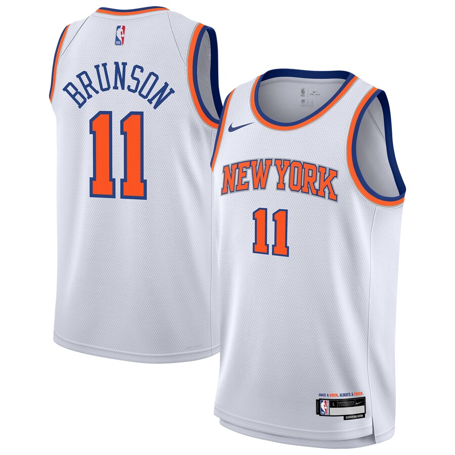 Youth New York Knicks Jalen Brunson Nike White Association Swingman Jersey