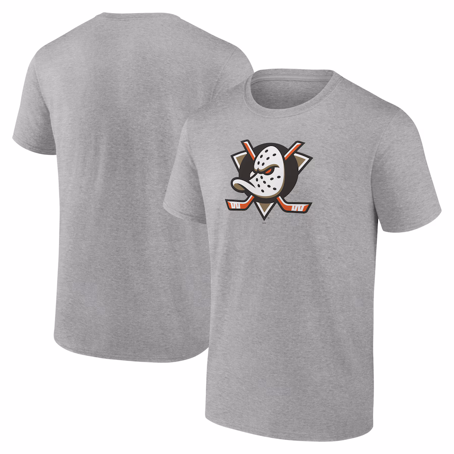 Men's Anaheim Ducks Heather Gray Primary Logo T-Shirt
