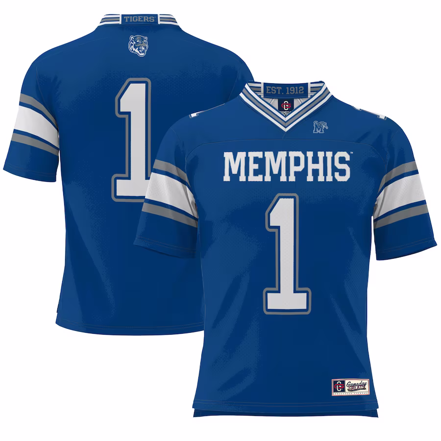 #1 Memphis Tigers GameDay Greats Endzone Football Jersey - Royal