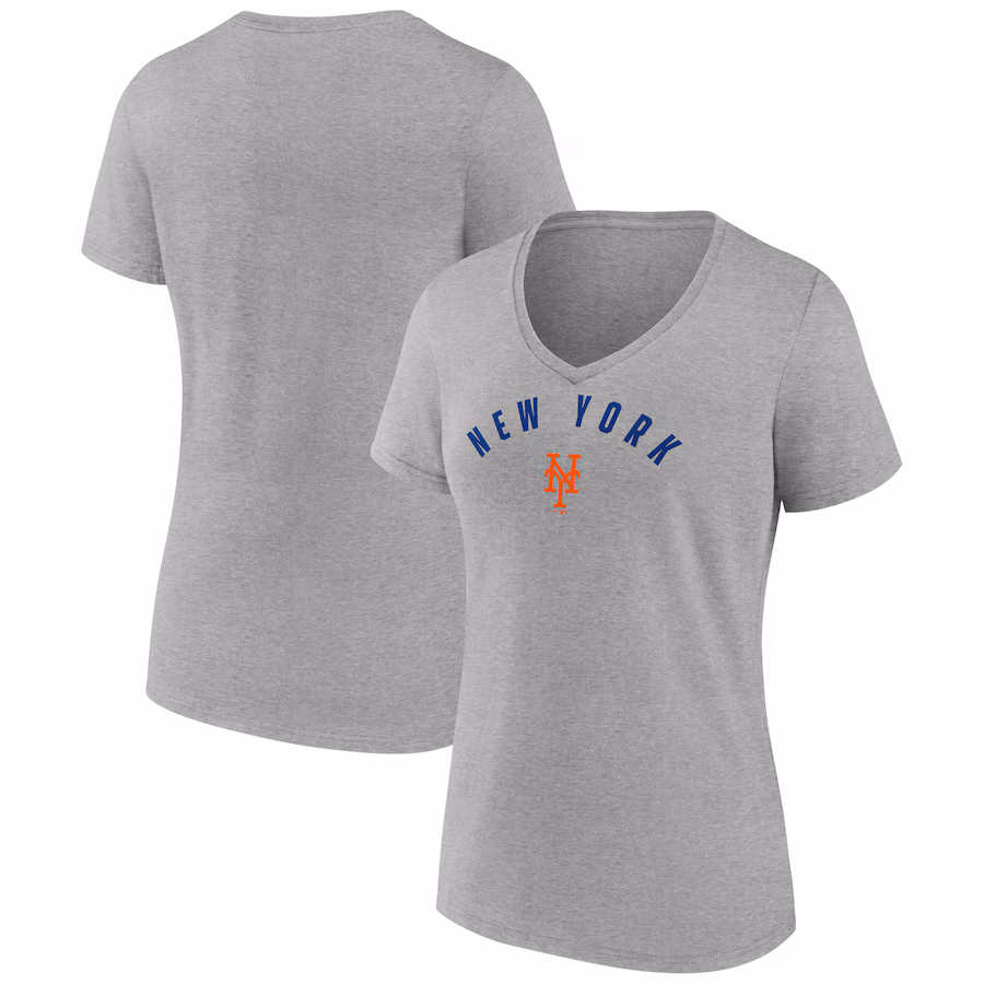 Women's New York Mets Fanatics Gray V-Neck T-Shirt