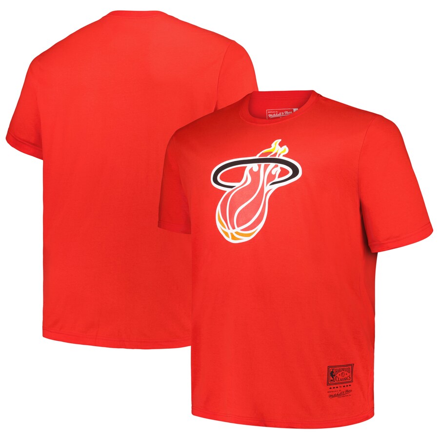 Men's Miami Heat Mitchell & Ness Red Big & Tall Hardwood Classics Vintage Logo T-Shirt